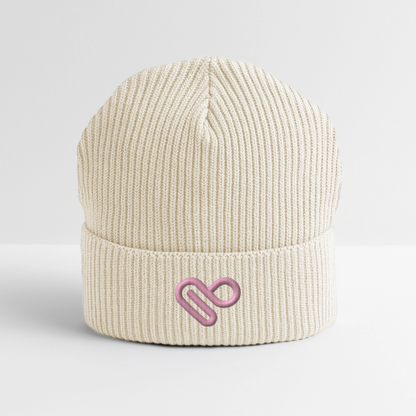 Herzfarben Mütze – Cremefarbene Mütze aus 95 % Bio-Baumwolle & 5 % Elasthan - Weißgrau