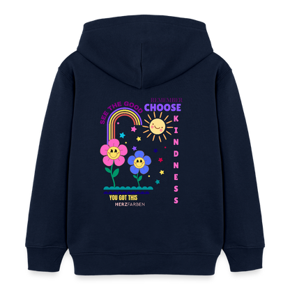 See the Good Kinder Hoodie – Bunter Bio Hoodie mit Regenbogen & Blumen 🌸🌈☀️ - Navy