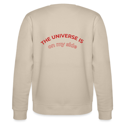 Bio Damen Sweatshirt „The Universe is on my side“ – Spiritueller Pullover aus 100% Bio-Baumwolle - Beige
