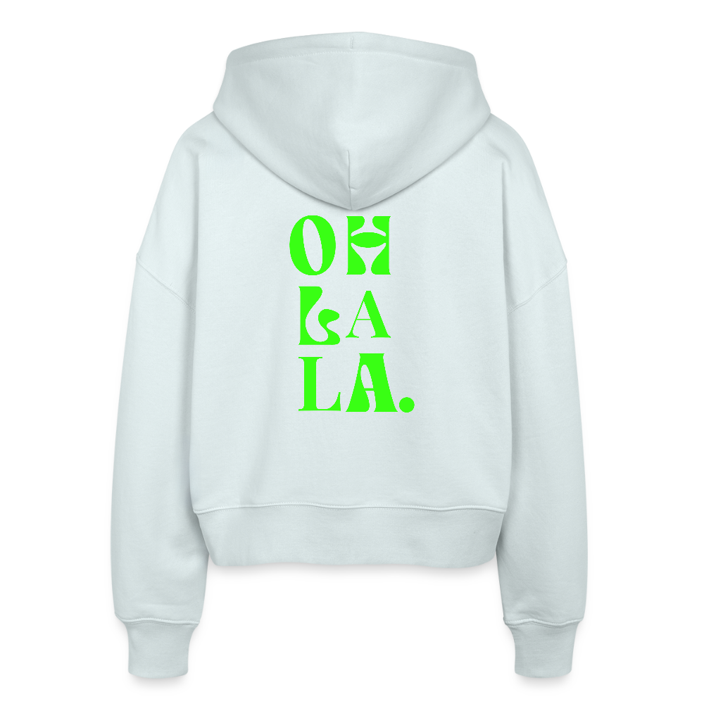 Zipp-Hoodie „OH LA LA“ – Trendiger Hoodie aus 100 % Bio-Baumwolle mit Neon-Print - Eisblau