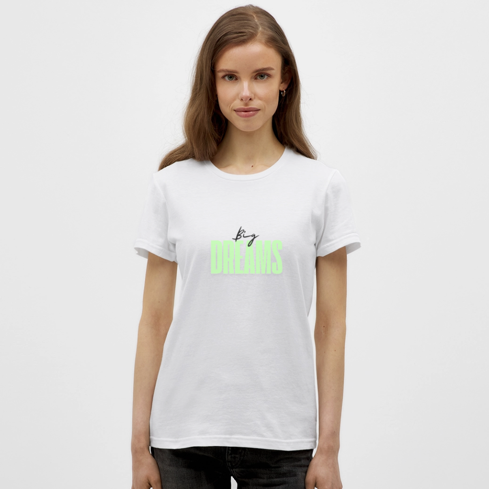Big Dreams T-Shirt – Neon Grün Statement Shirt | Motivations-Shirt für Visionen, Ziele & Selbstbewusstsein - Weiß