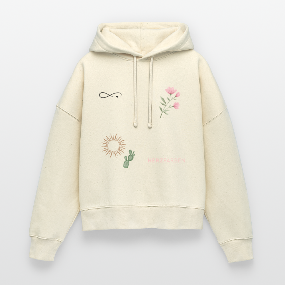 Herzfarben Hoodie – Symbol Love & Nature | 100% Bio-Baumwolle & vegan - Weißgrau
