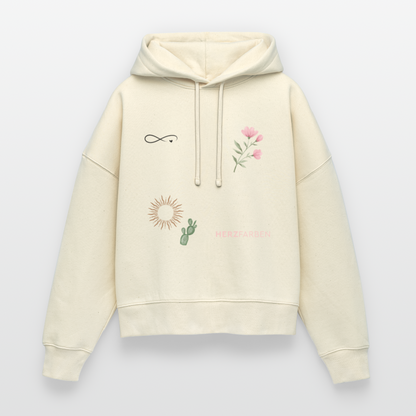 Herzfarben Hoodie – Symbol Love & Nature | 100% Bio-Baumwolle & vegan - Weißgrau