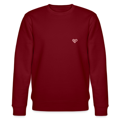 Worry Less Sweater – Statement Pullover mit Herz-Print | Cozy Unisex Sweatshirt für mehr Leichtigkeit - Burgunderrot