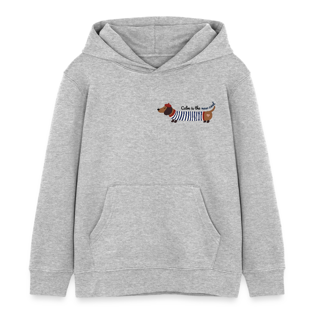 Herzfarben Kinder Hoodie „Calm is the new cool“ – Bio-Baumwolle Hoodie für Kinder (2–8 Jahre) - Grau meliert