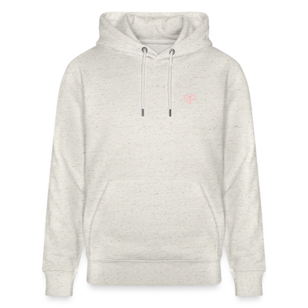 Hoodie „Think outside the box“ – Kreativer Sprüche Hoodie aus 100% Bio-Baumwolle - Beige meliert
