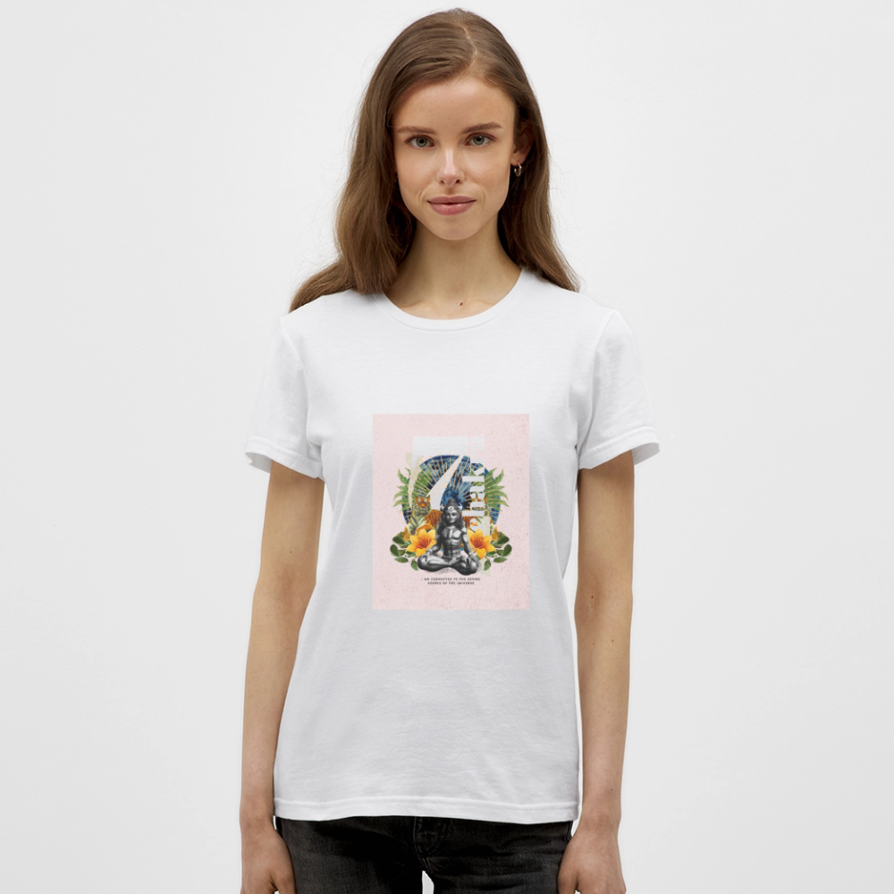 7 Chakra T-Shirt – Spirituelles Yoga Shirt | Meditations & Mindfulness Shirt mit Universum-Statement - Weiß